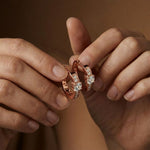 0.79Ct Moissanite Round Huggie Hoop Earrings Rose Gold