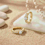 0.79Ct Moissanite Round Huggie Hoop Earrings Gold