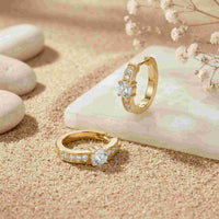 0.79Ct Moissanite Round Huggie Hoop Earrings Gold