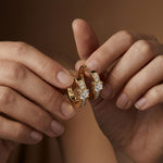 0.79Ct Moissanite Round Huggie Hoop Earrings Gold