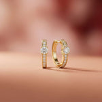 0.79Ct Moissanite Round Huggie Hoop Earrings Gold