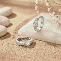 0.79Ct Moissanite Round Huggie Hoop Earrings White