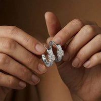 0.79Ct Moissanite Round Huggie Hoop Earrings White