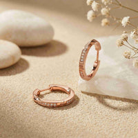 0.38Ct Moissanite Classic Line Hoop Earrings Rose Gold