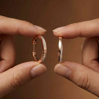 0.38Ct Moissanite Classic Line Hoop Earrings Rose Gold
