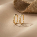 0.38Ct Moissanite Classic Line Hoop Earrings Gold