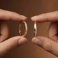 0.38Ct Moissanite Classic Line Hoop Earrings Gold