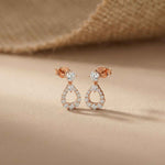 3.26Ct Moissanite Teardrop Halo Drop Earrings Rose Gold