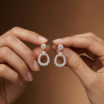 3.26Ct Moissanite Teardrop Halo Drop Earrings Rose Gold
