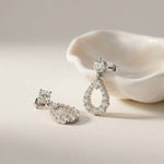 3.26Ct Moissanite Teardrop Halo Drop Earrings White