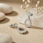3.26Ct Moissanite Teardrop Halo Drop Earrings White