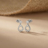 3.26Ct Moissanite Teardrop Halo Drop Earrings White