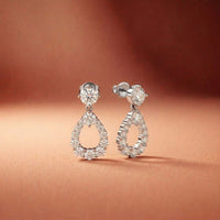 3.26Ct Moissanite Teardrop Halo Drop Earrings White