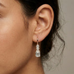9.52Ct Moissanite Emerald Drop Tiered Earrings Rose Gold