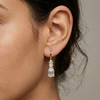 9.52Ct Moissanite Emerald Drop Tiered Earrings Gold