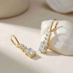 9.52Ct Moissanite Emerald Drop Tiered Earrings Gold