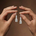 9.52Ct Moissanite Emerald Drop Tiered Earrings White