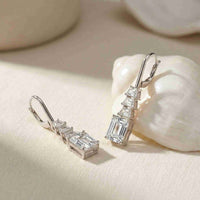 9.52Ct Moissanite Emerald Drop Tiered Earrings White