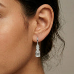 9.52Ct Moissanite Emerald Drop Tiered Earrings White