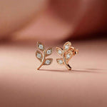 0.28Ct Moissanite Leaf Branch Stud Earrings Rose Gold