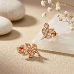 0.28Ct Moissanite Leaf Branch Stud Earrings Rose Gold