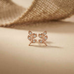 0.28Ct Moissanite Leaf Branch Stud Earrings Rose Gold
