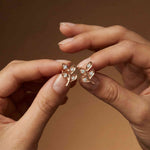0.28Ct Moissanite Leaf Branch Stud Earrings Rose Gold