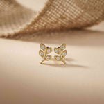 0.28Ct Moissanite Leaf Branch Stud Earrings Gold