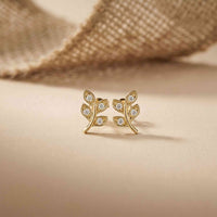 0.28Ct Moissanite Leaf Branch Stud Earrings Gold