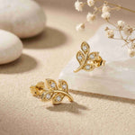 0.28Ct Moissanite Leaf Branch Stud Earrings Gold