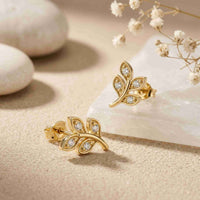 0.28Ct Moissanite Leaf Branch Stud Earrings Gold
