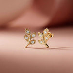 0.28Ct Moissanite Leaf Branch Stud Earrings Gold