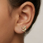 0.28Ct Moissanite Leaf Branch Stud Earrings Gold