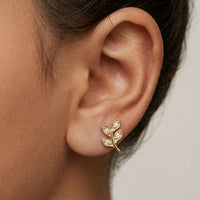 0.28Ct Moissanite Leaf Branch Stud Earrings Gold
