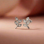 0.28Ct Moissanite Leaf Branch Stud Earrings White