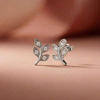 0.28Ct Moissanite Leaf Branch Stud Earrings White
