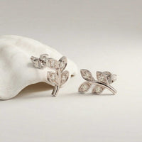 0.28Ct Moissanite Leaf Branch Stud Earrings White