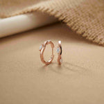 0.25Ct Moissanite Wave Curve Marquise Hoop Earrings Rose Gold