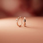 0.25Ct Moissanite Wave Curve Marquise Hoop Earrings Rose Gold
