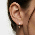 0.25Ct Moissanite Wave Curve Marquise Hoop Earrings Rose Gold