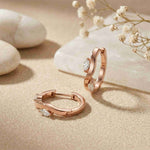0.25Ct Moissanite Wave Curve Marquise Hoop Earrings Rose Gold