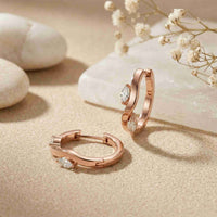 0.25Ct Moissanite Wave Curve Marquise Hoop Earrings Rose Gold