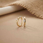 0.25Ct Moissanite Wave Curve Marquise Hoop Earrings Gold