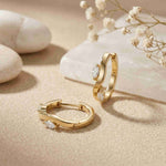 0.25Ct Moissanite Wave Curve Marquise Hoop Earrings Gold