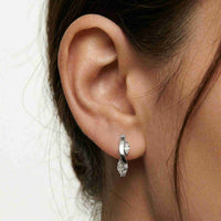 0.25Ct Moissanite Wave Curve Marquise Hoop Earrings White