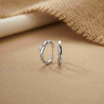 0.25Ct Moissanite Wave Curve Marquise Hoop Earrings White