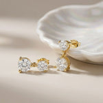 3Ct Moissanite Double Drop Round Earrings Gold