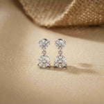 3Ct Moissanite Double Drop Round Earrings White