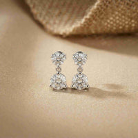 3Ct Moissanite Double Drop Round Earrings White