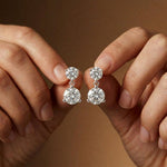3Ct Moissanite Double Drop Round Earrings White